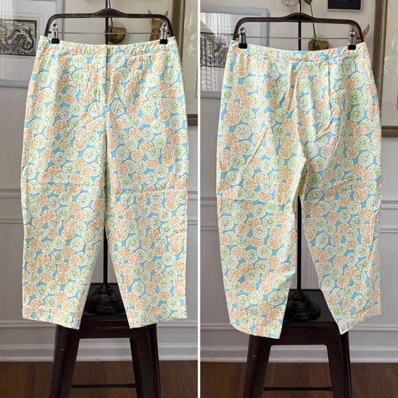 Vintage Talbots Orange Lemon Lime Citrus Cropped Pants 10 12 - Picture 1 of 7